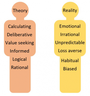 Two figures one with reality and one theory concepts