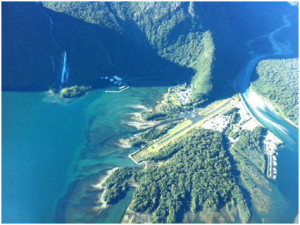 Aerial shot of Milford Sound Aerodrome